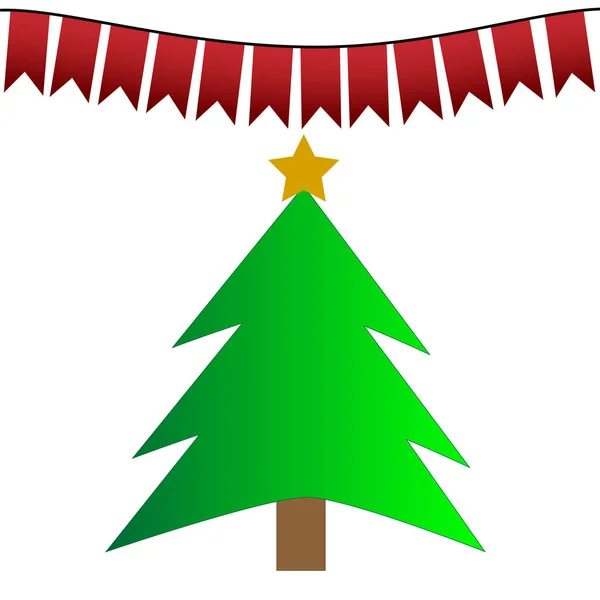 Árbol de Navidad y banderines . — Archivo Imágenes Vectoriales