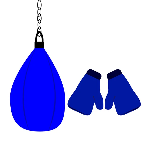 Bolsa y guantes de boxeo . — Vector de stock