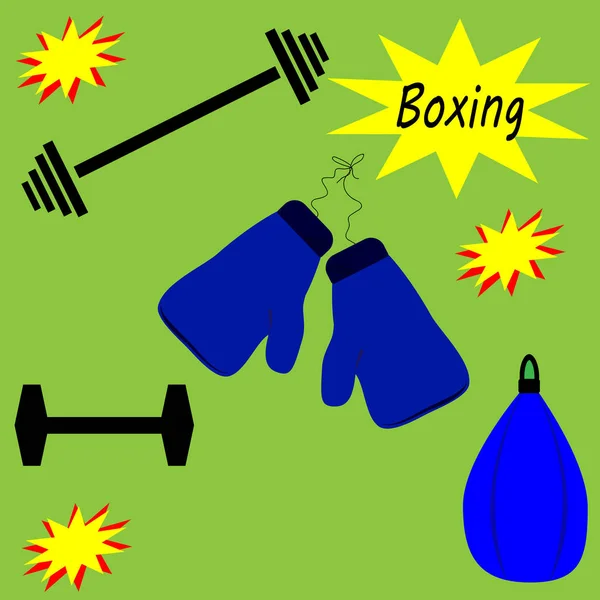 Boxeo objetos de gimnasio . — Vector de stock