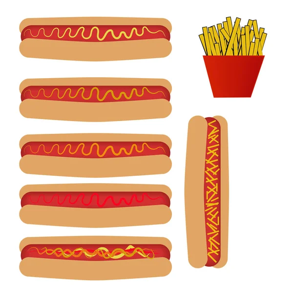 Packung Hot Dogs und Chips. — Stockvektor