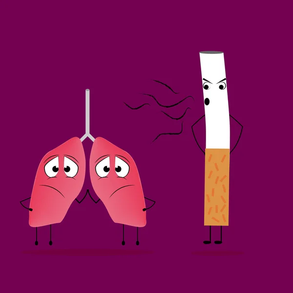 タバコは肺をキャッチ. — ストックベクタ