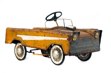 Vintage Pedal beyaz arka plan üzerinde izole araba (50 li).