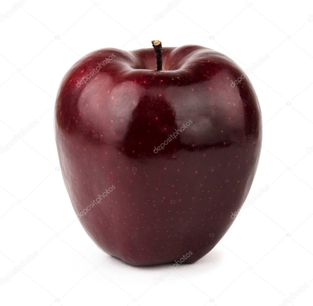 Burgundy red apple. Isolated on white background.