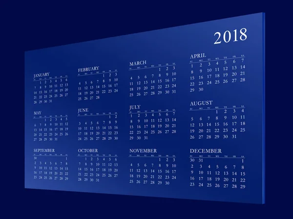Kalender för år 2018 — Stockfoto