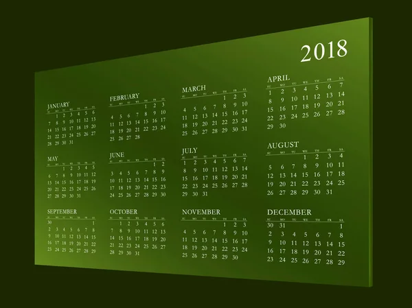 Calendar for Year 2018 — Stock Photo, Image