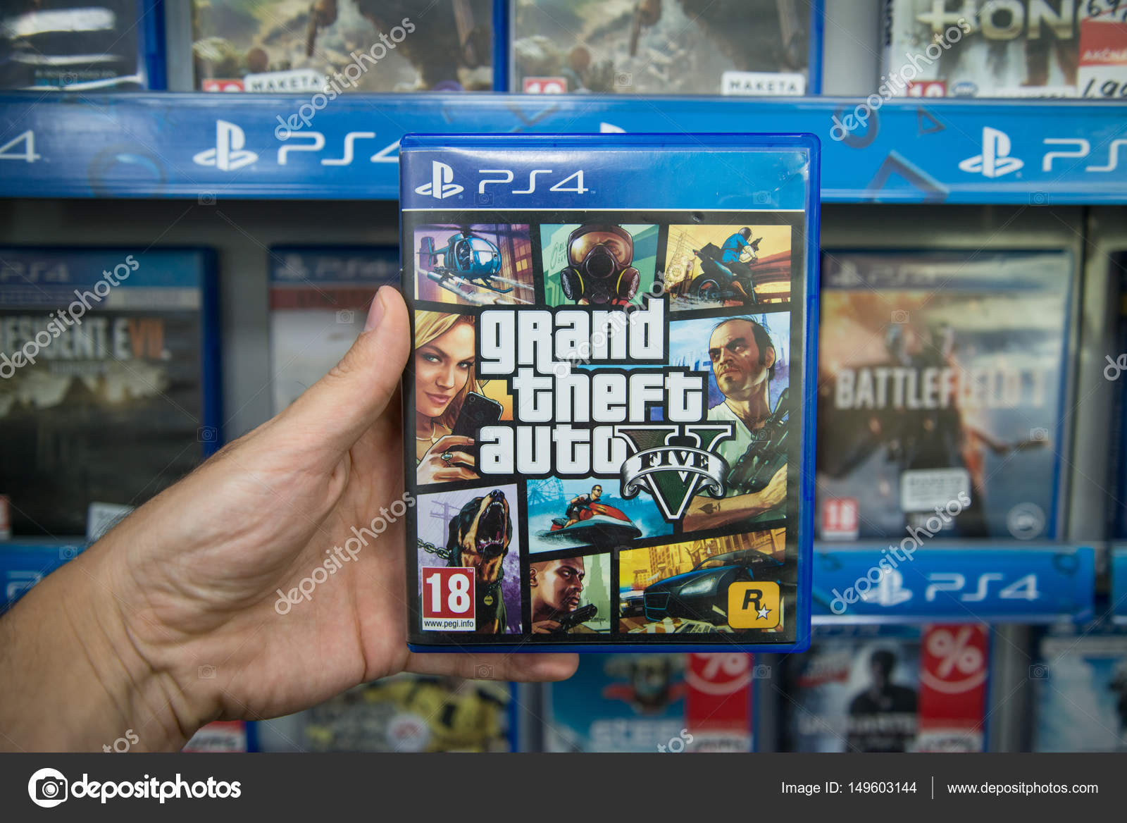 Grand Theft Auto 5 videogame on Sony Stock Editorial Photo © Pe3check #149603144