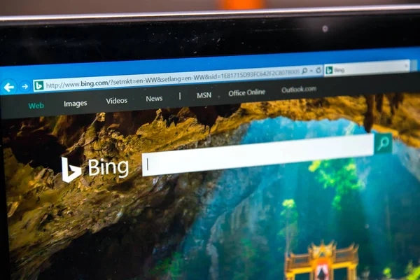 Homepage di Bing sul computer portatile — Foto Stock