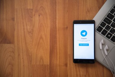 Telegram application on smartphone clipart