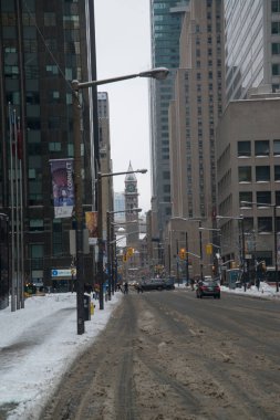 Toronto şehir merkezinde karlı kış