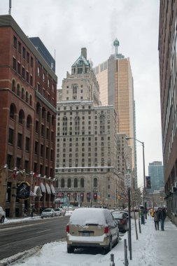 Toronto şehir merkezinde karlı kış