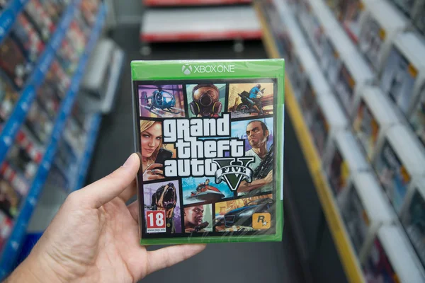 Grand Theft Auto 5 videogame no Microsoft XBOX One — Fotografia de Stock