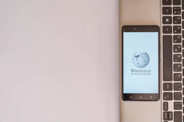 Wikipedia-Logo auf dem Smartphone — Stockfoto