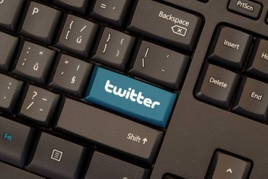 Mavi Twitter logo düğme 