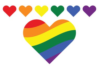 LGBT gay gökkuşağı sembolü Kalpler