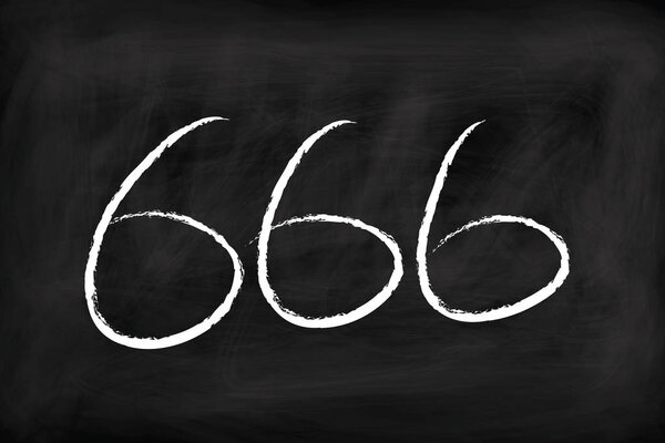 666 satan symbol handwritten on chalkboard