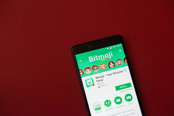 Лос Анджелес Грудня 2017 Смартфон Bitmoji Застосування Google Грати Магазин — стокове фото