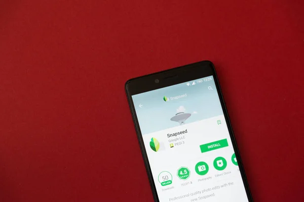 Лос Анджелес Грудня 2017 Смартфон Snapseed Застосування Google Грати Магазин — стокове фото