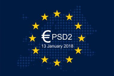 Ödeme hizmetleri yönergesi 2 (Psd2) Avrupa Birliği bayrağı