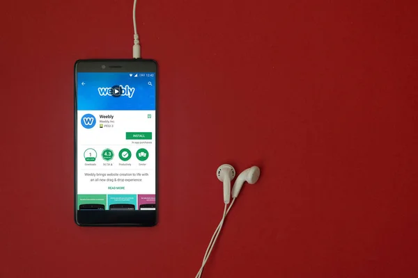 Los Angeles 2018 Január Smartphone Val Weebly Alkalmazás Google Play — Stock Fotó