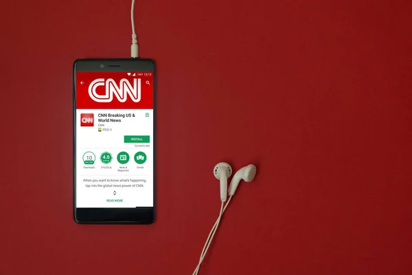 Los Angeles Stycznia 2018 Smartphone Cnn Aplikacji Google Play Przechowywać — Zdjęcie stockowe