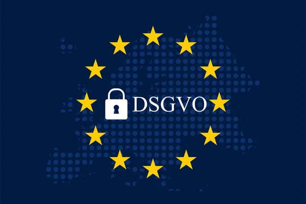 Regulación General Protección Datos Mutación Alemana Datenschutz Grundverordnung Dsgvo — Vector de stock