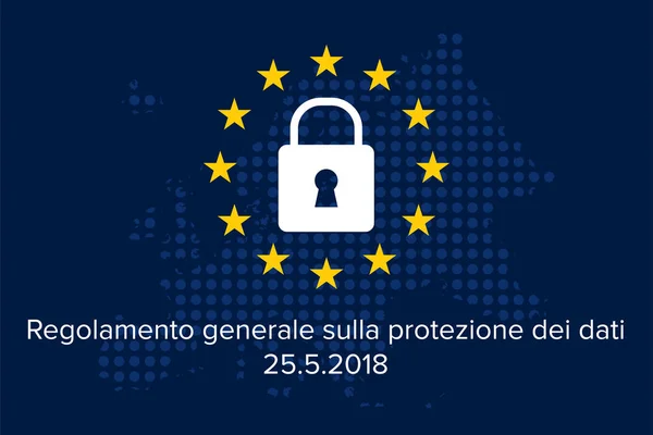 Regulación General Protección Datos Mutación Italiana Regolamento Generale Sulla Protezione — Vector de stock