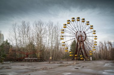 Ferris wheel in amusement park in Pripyat, Ukraine clipart