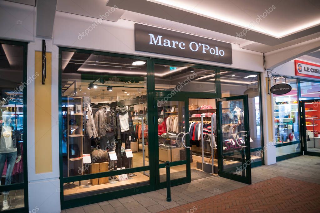 Parndorf, Austria, february 15, 2018: Marc O Polo store in Parndorf, Austria. Marc O Polo is a Swedish-German fashion label founded in 1967 by Rolf Lind, Gte Huss and Jerry O'Sheets.