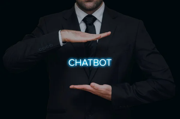 Chatbot 텍스트와 실업가 — 스톡 사진