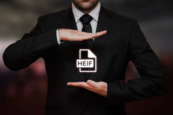 Ícone Heif High Efficiency Image File Format Com Empresário Segundo — Fotografia de Stock