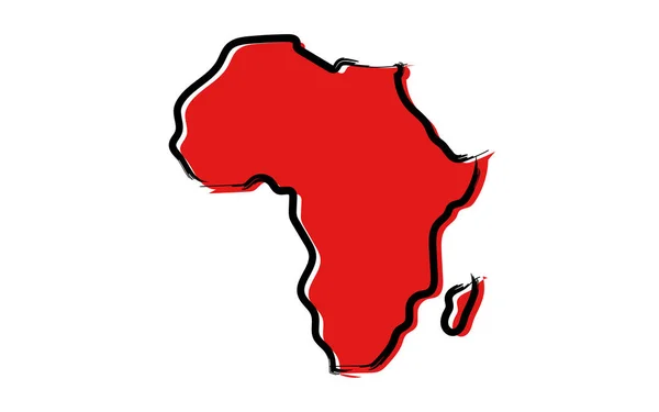 Stylized Red Sketch Map Africa — Stock Vector