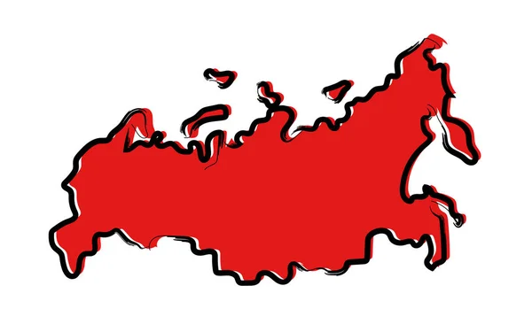 Stylized Red Sketch Map Russia — Stock Vector