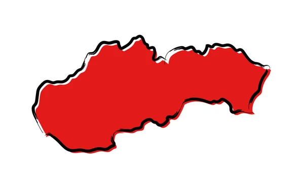 Gestileerde Rode Schets Kaart Van Slowakije — Stockvector