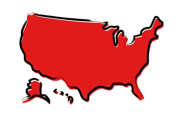 Mapa Rojo Estilizado Estados Unidos — Vector de stock