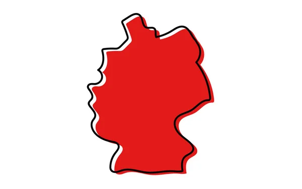 Стилизованная Карта Германии Красному Эскизу — стоковый вектор