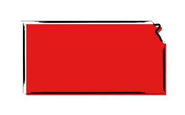 Kansas stilize kırmızı kroki Haritası