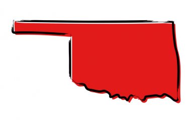 Oklahoma stilize kırmızı kroki Haritası