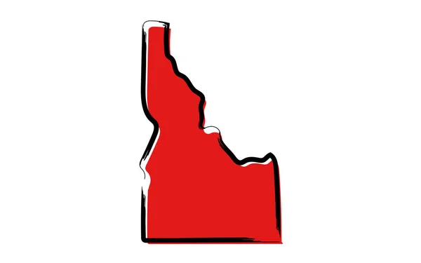 Mapa Stylizowane Szkic Czerwony Idaho — Wektor stockowy