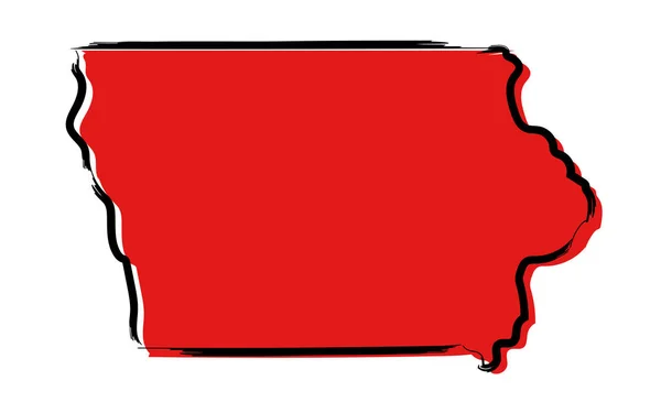 Stylizované Červené Mapku Iowa — Stockový vektor