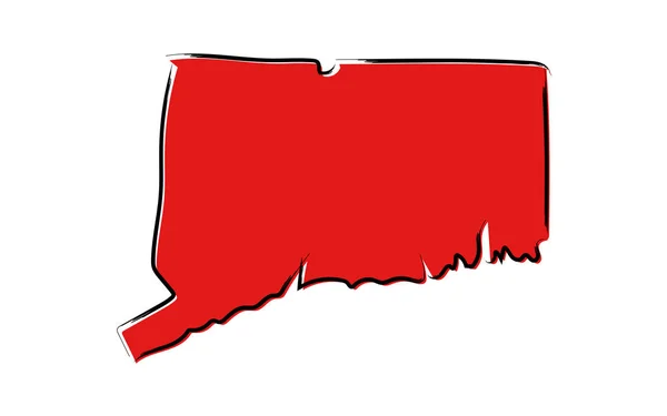 Stylizované Červené Mapku Connecticut — Stockový vektor