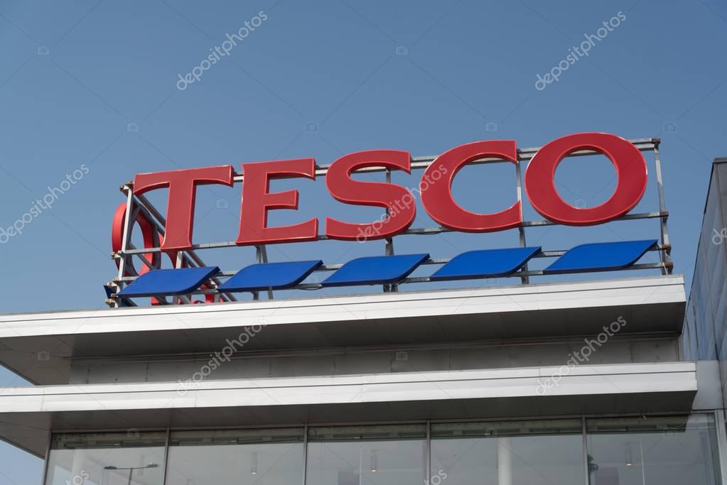 Nitra, Slovakia, march 28, 2018: Tesco supermarket. Tesco PLC is a British multinational grocery and general merchandise.