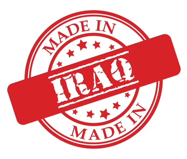 在伊拉克制造红色橡皮戳插图矢量白色背景 — 图库矢量图片