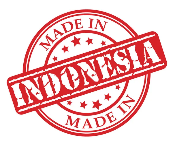 Gjort Indonesien Röda Gummistämpel Illustration Vektor Vit Bakgrund — Stock vektor