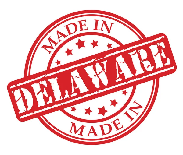 Made Delaware Red Rubber Stamp Illustration Vector White Background — Stock Vector