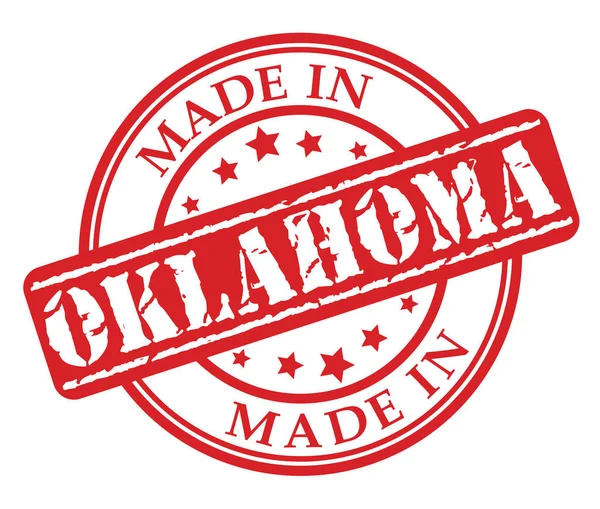 Fabriqué Oklahoma Timbre Caoutchouc Rouge Vecteur Illustration Sur Fond Blanc — Image vectorielle