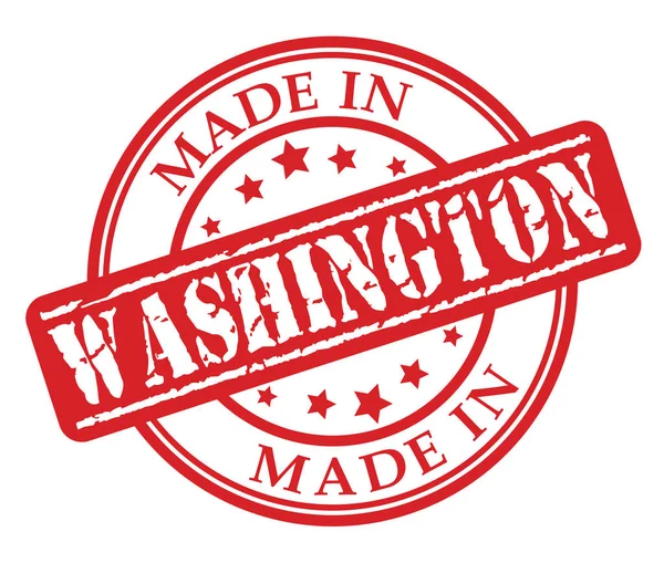 Fabriqué Washington Timbre Caoutchouc Rouge Vecteur Illustration Sur Fond Blanc — Image vectorielle