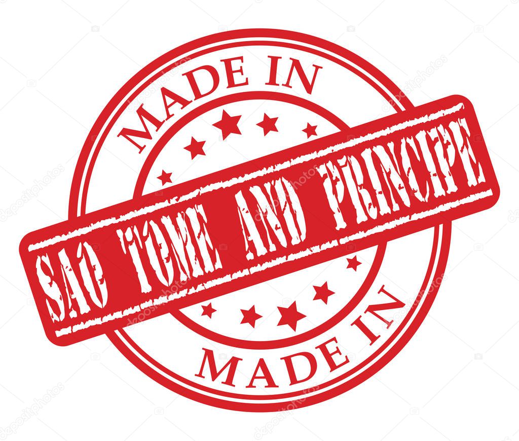 Made in Sao Tome and Principe red rubber stamp illustration vector on white background