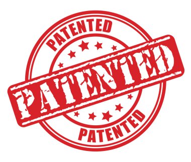 Patented konsepti ile kırmızı lastik damgası