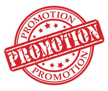 Promosyon konsepti ile kırmızı lastik damgası