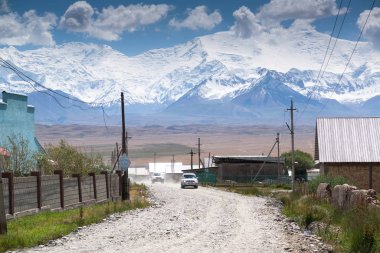 Village on the road trip from Osh Kyrgyzstan to Tajikistan through the Pamir highway
